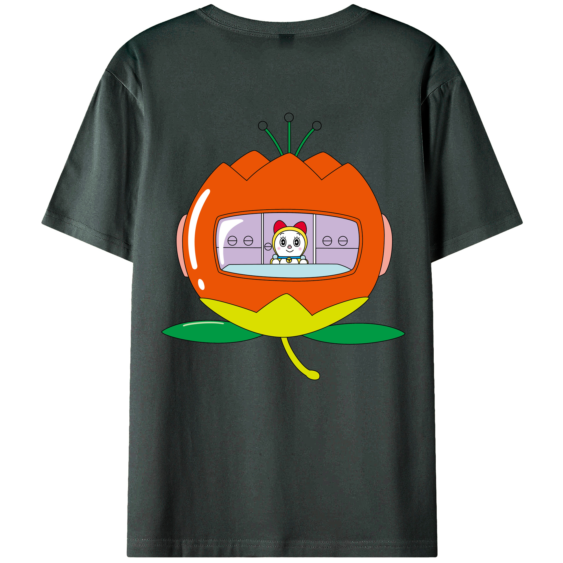 （画像用） ドラえもん ドラミ Doraemon Dorami 綿100％ メンズ半袖Tシャツ（バックプリント） 通気性